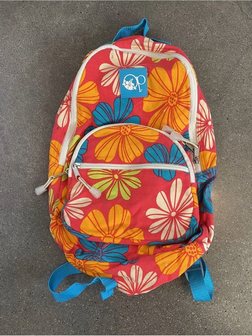OP Kids Floral Backpack - Red, Yellow, Blue